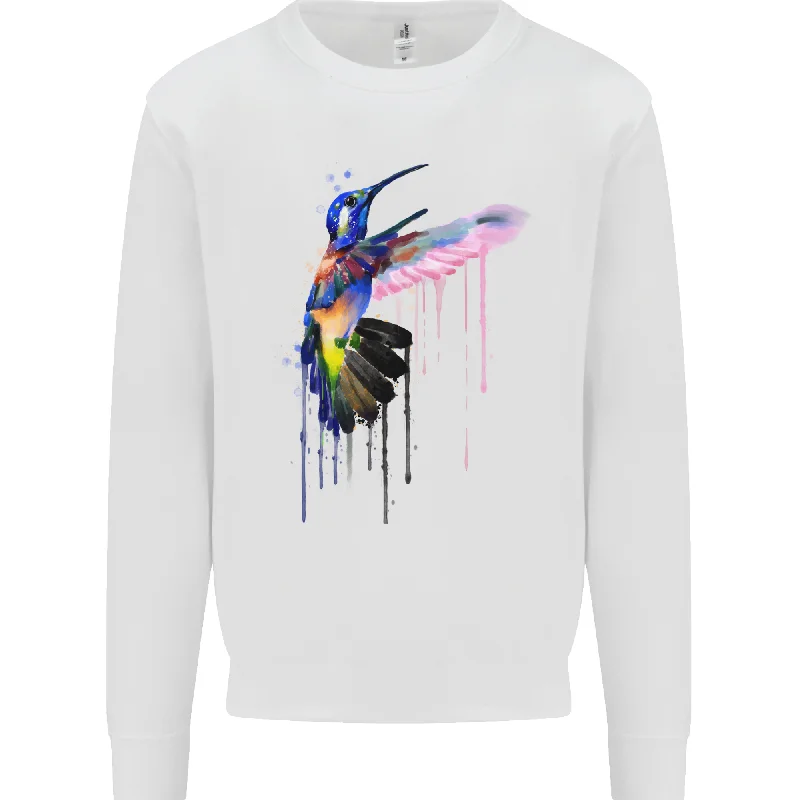 A Hummingbird Watercolour Bird Mens Sweatshirt Jumper Hoodie with Embroidery Detailed Premium A Hummingbird Watercolour Bird Mens Sweatshirt Jumper Hoodie with Embroidery Detailed Premium