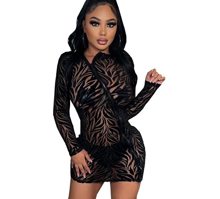 2022 Custom logo Summer Mesh Perspective Design Dresses Long Sleeves Zipper Sexy Dress Irregular Hollow Out Mini Dress For Women Fashionable Polka Dot Mini Dress 2022 Custom logo Summer Mesh Perspective Design Dresses Long Sleeves Zipper Sexy Dress Irregular Hollow Out Mini Dress For Women Fashionable Polka Dot Mini Dress