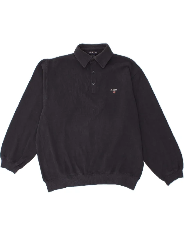 GANT Mens Polo Neck Jumper Sweater Large Navy Blue Fitted Slim Tailored