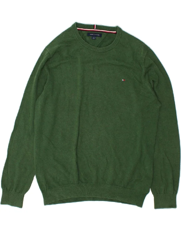 TOMMY HILFIGER Mens Crew Neck Jumper Sweater Large Green Cotton Terry Blend Velvet Blend Canvas Blend TOMMY HILFIGER Mens Crew Neck Jumper Sweater Large Green Cotton Terry Blend Velvet Blend Canvas Blend