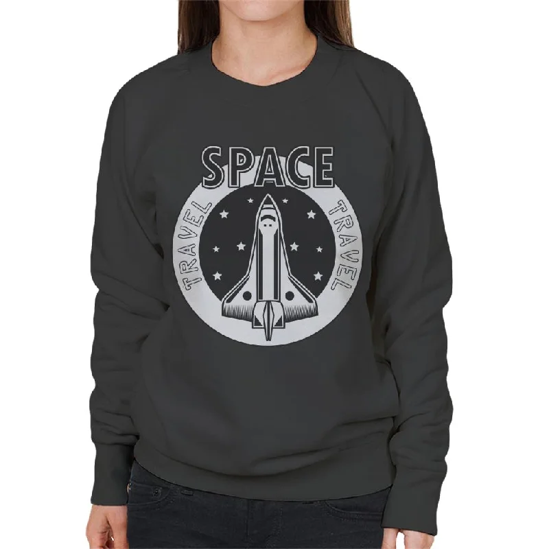 NASA Space Travel Rocket Women's Sweatshirt Hoodie with Distressed Vintage Worn