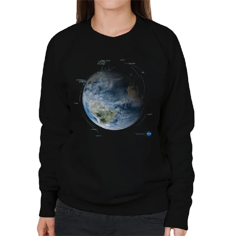 NASA Satellite Orbit Paths Women's Sweatshirt Hoodie with Puffed Sleeves Voluminous Trendy