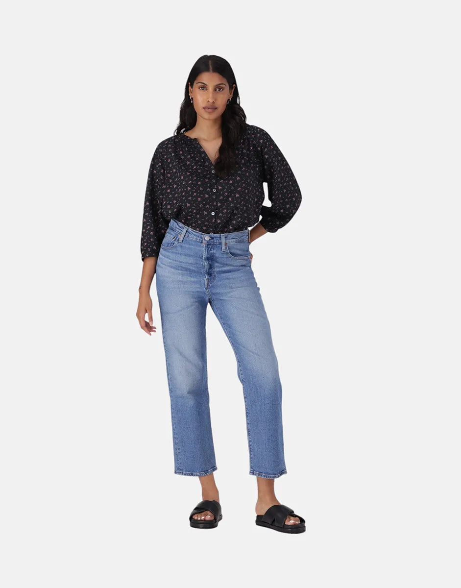 Levi's Ribcage Straight Ankle Dance Around Jeans Chic Double Waistband Jeans