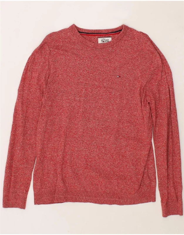 TOMMY HILFIGER Mens Boat Neck Jumper Sweater Medium Red Mesh Fabric Canvas Fabric Denim Fabric TOMMY HILFIGER Mens Boat Neck Jumper Sweater Medium Red Mesh Fabric Canvas Fabric Denim Fabric