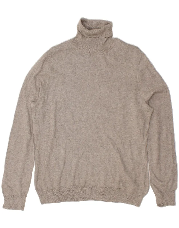 RALPH LAUREN Womens Roll Neck Jumper Sweater UK 18 XL Grey Cotton Elasticated Padded Insulated RALPH LAUREN Womens Roll Neck Jumper Sweater UK 18 XL Grey Cotton Elasticated Padded Insulated
