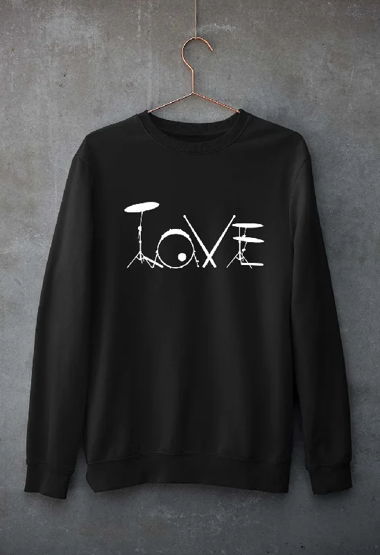 Love Drum Unisex Sweatshirt for Men/Women Hoodie with Frayed Bohemian Relaxed