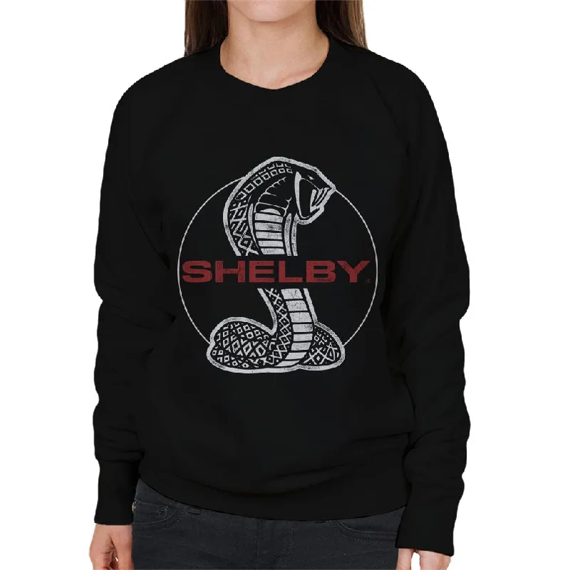 Shelby Red Text Cobra Logo Women's Sweatshirt Hoodie with Hem Fringe Bohemian Relaxed Shelby Red Text Cobra Logo Women's Sweatshirt Hoodie with Hem Fringe Bohemian Relaxed