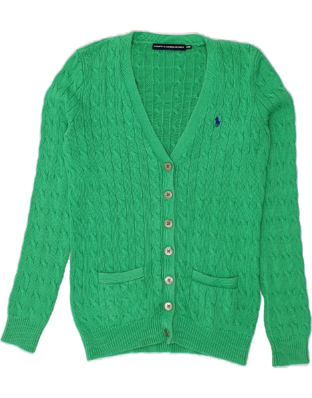 RALPH LAUREN Womens Cardigan Sweater UK 12 Medium Green Terry Terry Cloth Terry Knit RALPH LAUREN Womens Cardigan Sweater UK 12 Medium Green Terry Terry Cloth Terry Knit