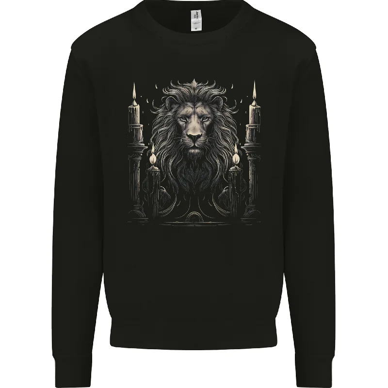 A Lion With Candles Mens Sweatshirt Jumper Hoodie with Mesh Breathable Sporty