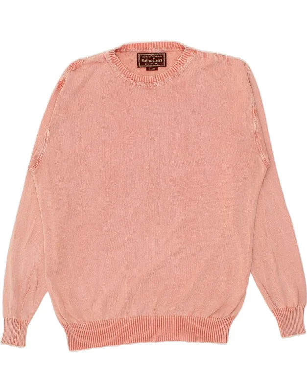 MARLBORO CLASSICS Mens Crew Neck Jumper Sweater Large Pink Chenille Fabric Brocade Fabric Lace Fabric MARLBORO CLASSICS Mens Crew Neck Jumper Sweater Large Pink Chenille Fabric Brocade Fabric Lace Fabric