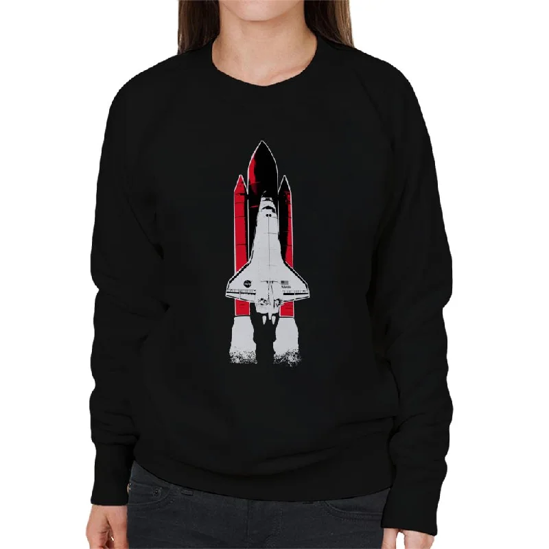 NASA Atlantis Shuttle Launch Women's Sweatshirt Hoodie with Thumb Holes Functional Cozy NASA Atlantis Shuttle Launch Women's Sweatshirt Hoodie with Thumb Holes Functional Cozy