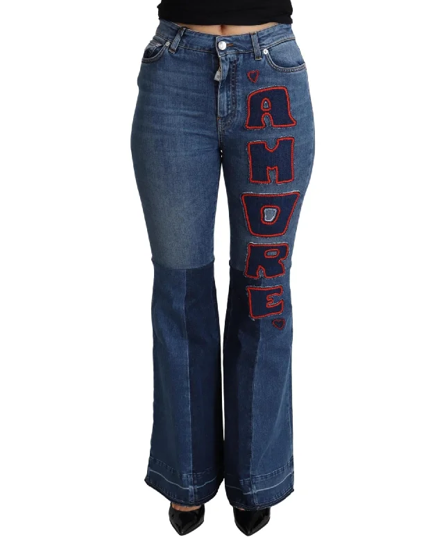 Dolce & Gabbana Women's Amore Flare Jeans - Blue Stylish Acid-Wash Jeans