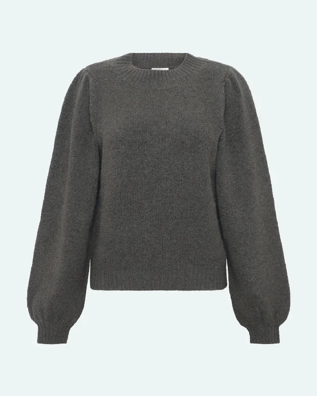 Katies 3794 Jumper - Dark Grey Melange High Neck Crew Neck V-Neck