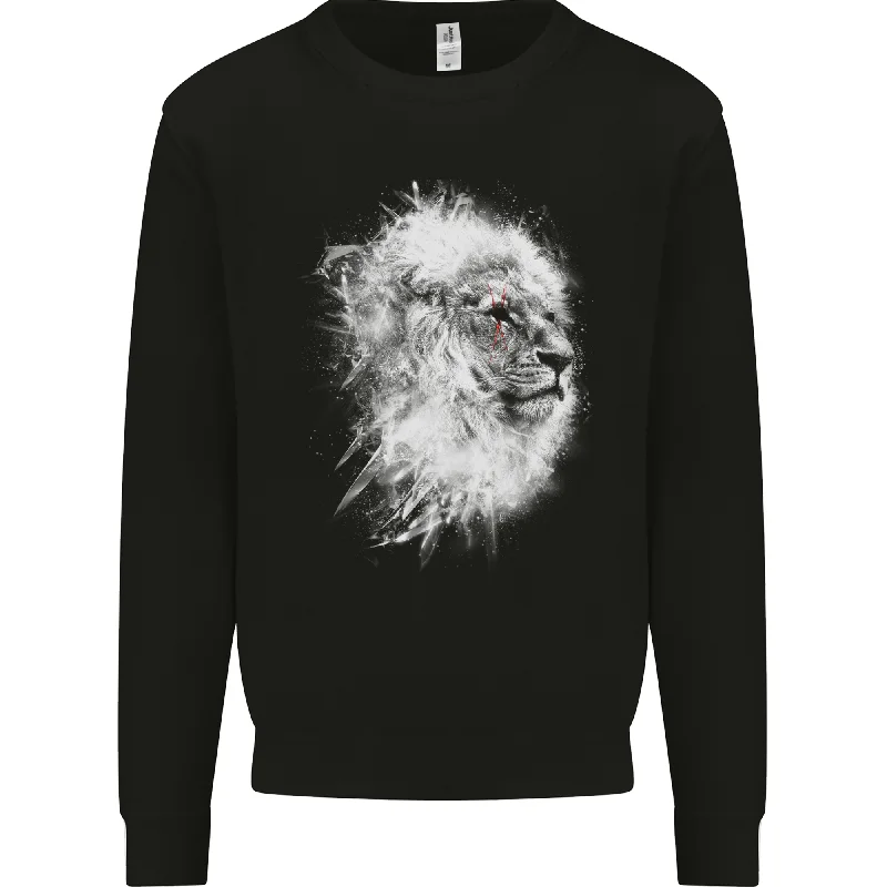 A Lion Mens Sweatshirt Jumper Hoodie with Ribbed Hem Stretchable Secure