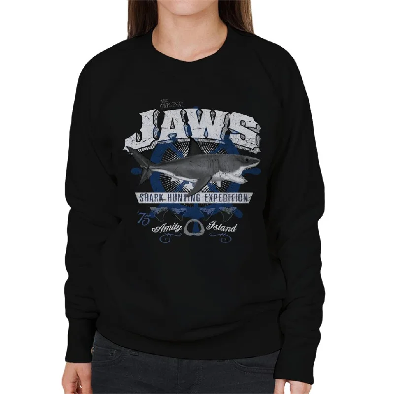 Jaws Shark Hunting Expedition Amity Island Women's Sweatshirt Hoodie with Batwing Sleeves Loose Dramatic Jaws Shark Hunting Expedition Amity Island Women's Sweatshirt Hoodie with Batwing Sleeves Loose Dramatic