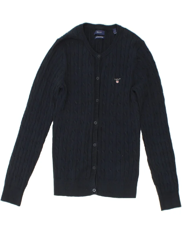 GANT Womens Cardigan Sweater UK 12 Medium Navy Blue Cotton Elegant Classic Vintage