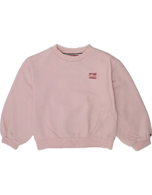 TOMMY HILFIGER Girls Crew Neck Jumper Sweater 5-6 Years Pink Cotton Chenille Fabric Brocade Fabric Lace Fabric TOMMY HILFIGER Girls Crew Neck Jumper Sweater 5-6 Years Pink Cotton Chenille Fabric Brocade Fabric Lace Fabric