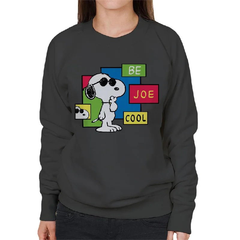 Peanuts Be Joe Cool Snoopy Women's Sweatshirt Hoodie with Mock Neck Collared Structured Peanuts Be Joe Cool Snoopy Women's Sweatshirt Hoodie with Mock Neck Collared Structured
