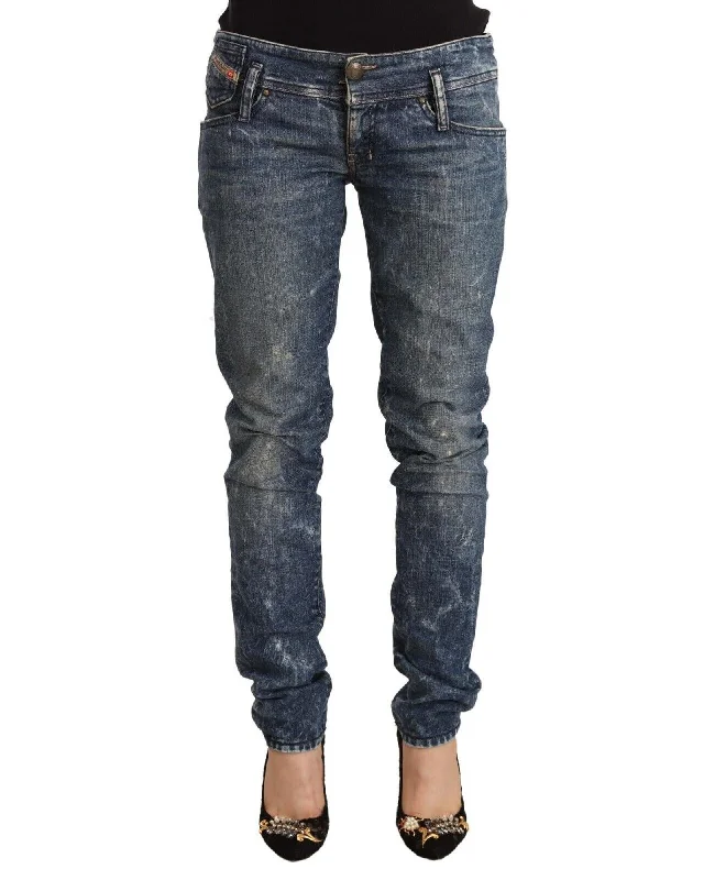 Distressed Low Waist Denim Skinny Jeans with Logo Details Trendy Low-Rise Slim Jeans Distressed Low Waist Denim Skinny Jeans with Logo Details Trendy Low-Rise Slim Jeans