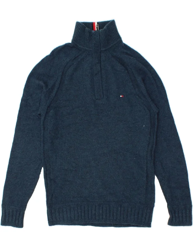 TOMMY HILFIGER Mens Zip Neck Jumper Sweater Small Blue Wool Hooded Caped Shawl Collar TOMMY HILFIGER Mens Zip Neck Jumper Sweater Small Blue Wool Hooded Caped Shawl Collar