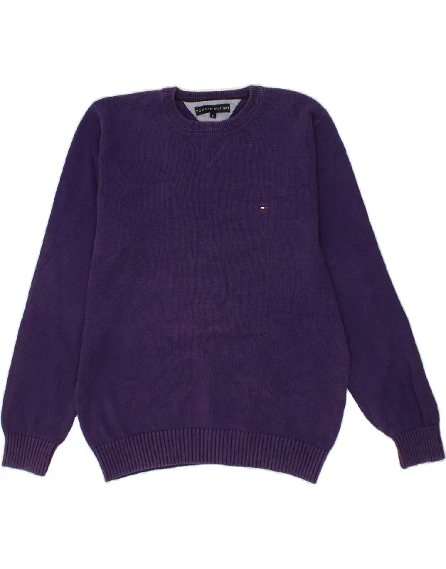TOMMY HILFIGER Mens Crew Neck Jumper Sweater Medium Purple Cotton Stylish Fashionable Trendy TOMMY HILFIGER Mens Crew Neck Jumper Sweater Medium Purple Cotton Stylish Fashionable Trendy