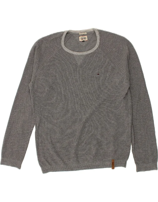 TOMMY HILFIGER Mens Crew Neck Jumper Sweater Large Grey Cotton Tailored Straight A-Line TOMMY HILFIGER Mens Crew Neck Jumper Sweater Large Grey Cotton Tailored Straight A-Line