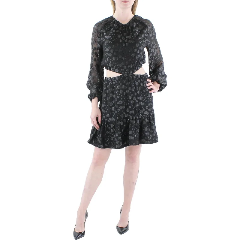 Sabina Womens Chiffon Cut-Out Mini Dress Classic Solid Mini Dress