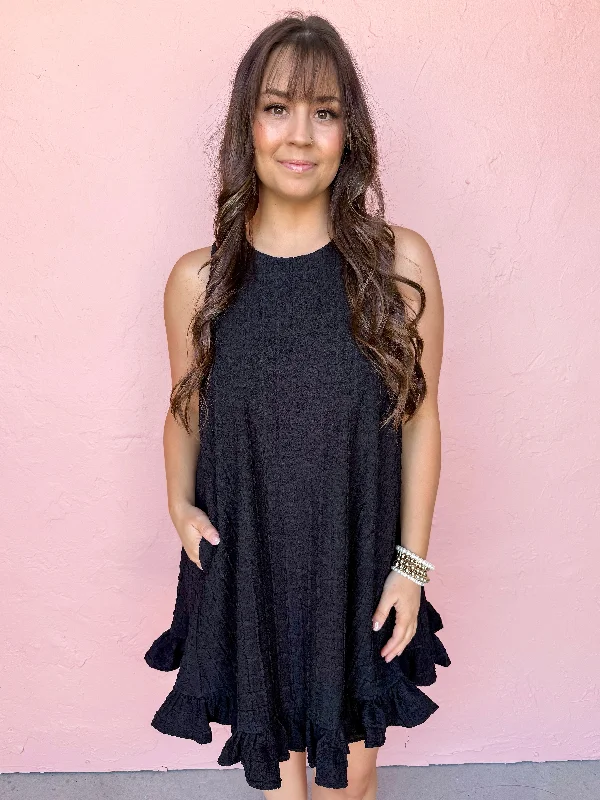 Leave It To Me Textured Mini Dress Chic Bohemian Mini Dress