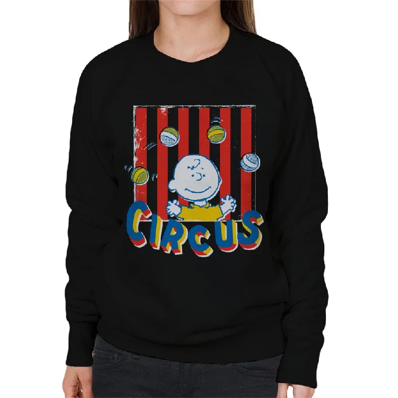 Peanuts Circus Juggling Charlie Brown Women's Sweatshirt Hoodie with Front Slit Layering Stylish Peanuts Circus Juggling Charlie Brown Women's Sweatshirt Hoodie with Front Slit Layering Stylish