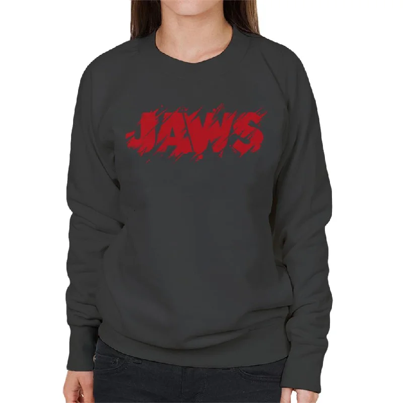 Jaws Vintage Bitten Logo Women's Sweatshirt Hoodie with Applique Textured Unique