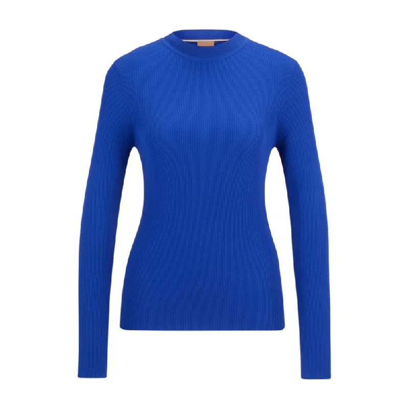Crew-neck ribbed sweater in stretch fabric Slim Fit Regular Fit Oversized