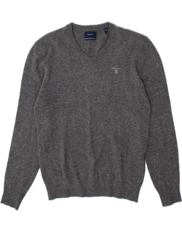 GANT Womens V-Neck Jumper Sweater UK 14 Medium Grey Lambswool Zippered Front Buttoned Front Snap Front GANT Womens V-Neck Jumper Sweater UK 14 Medium Grey Lambswool Zippered Front Buttoned Front Snap Front