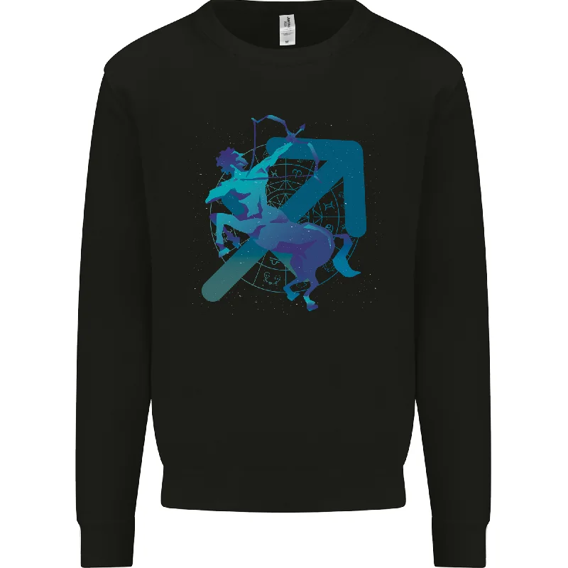 A Masculine Sagittarius Star Sign Design Mens Sweatshirt Jumper Hoodie with Slit Hem Functional Movement A Masculine Sagittarius Star Sign Design Mens Sweatshirt Jumper Hoodie with Slit Hem Functional Movement