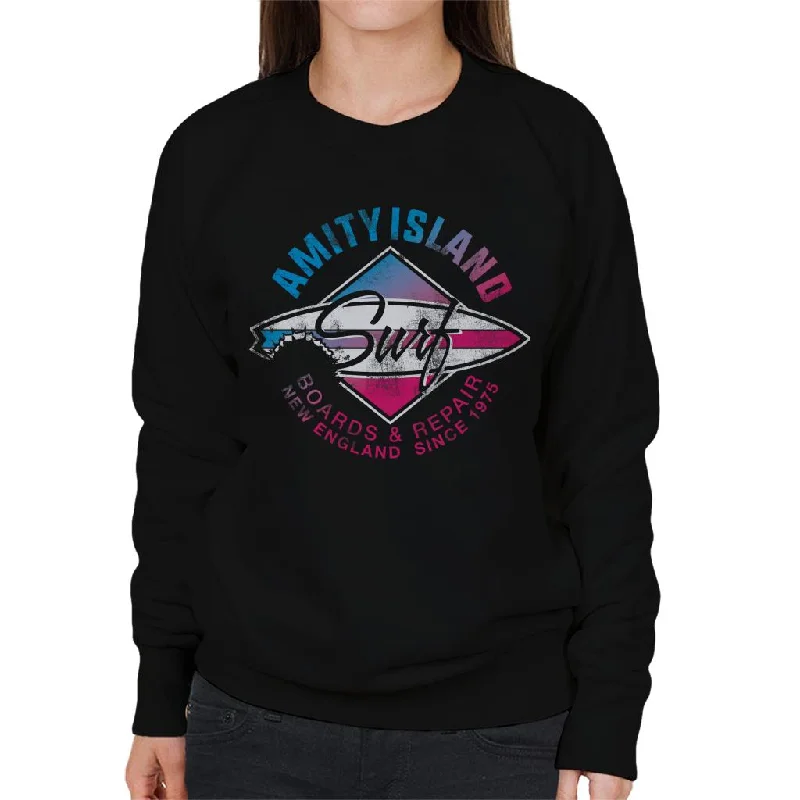 Jaws Amity Island Surf Boards And Repair Women's Sweatshirt Hoodie with Hem Drawcord Adjustable Customizable Jaws Amity Island Surf Boards And Repair Women's Sweatshirt Hoodie with Hem Drawcord Adjustable Customizable
