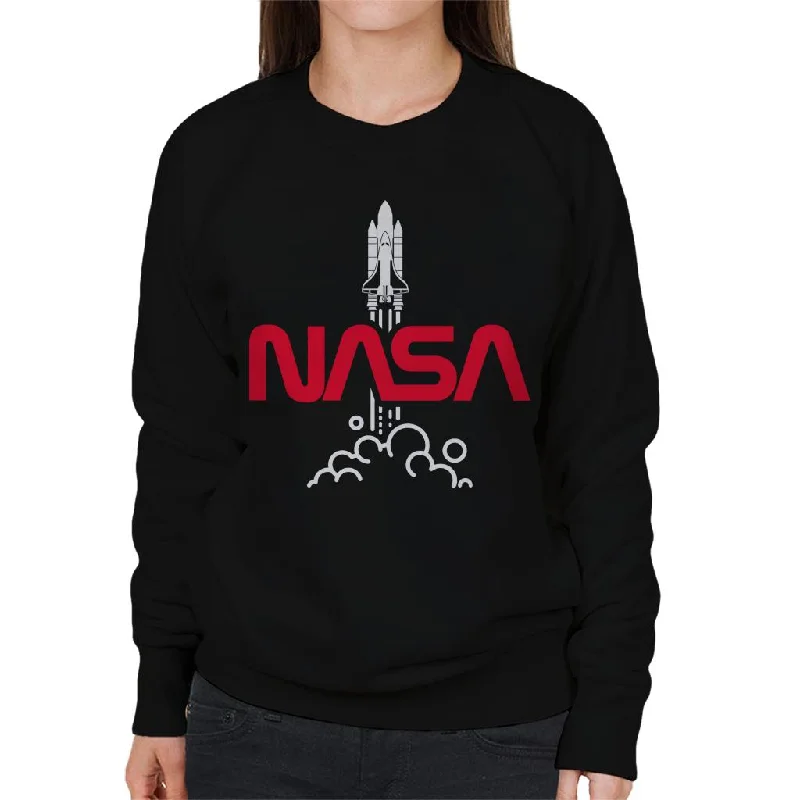 NASA Shuttle Launch Logo Women's Sweatshirt Hoodie with V-Neck Classic Versatile