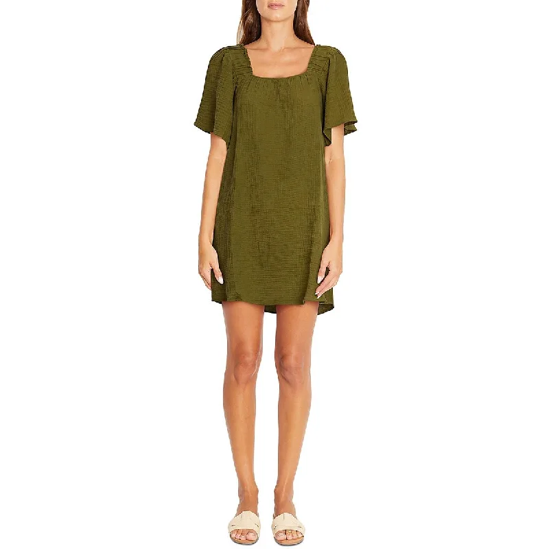 Womens Cotton Above Knee Mini Dress Cozy T-Shirt Mini Dress