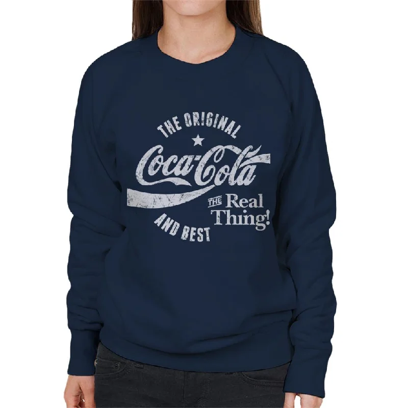 Coca Cola The Original And The Best White Logo Women's Sweatshirt Hoodie with Monochrome Minimalist Simple Coca Cola The Original And The Best White Logo Women's Sweatshirt Hoodie with Monochrome Minimalist Simple