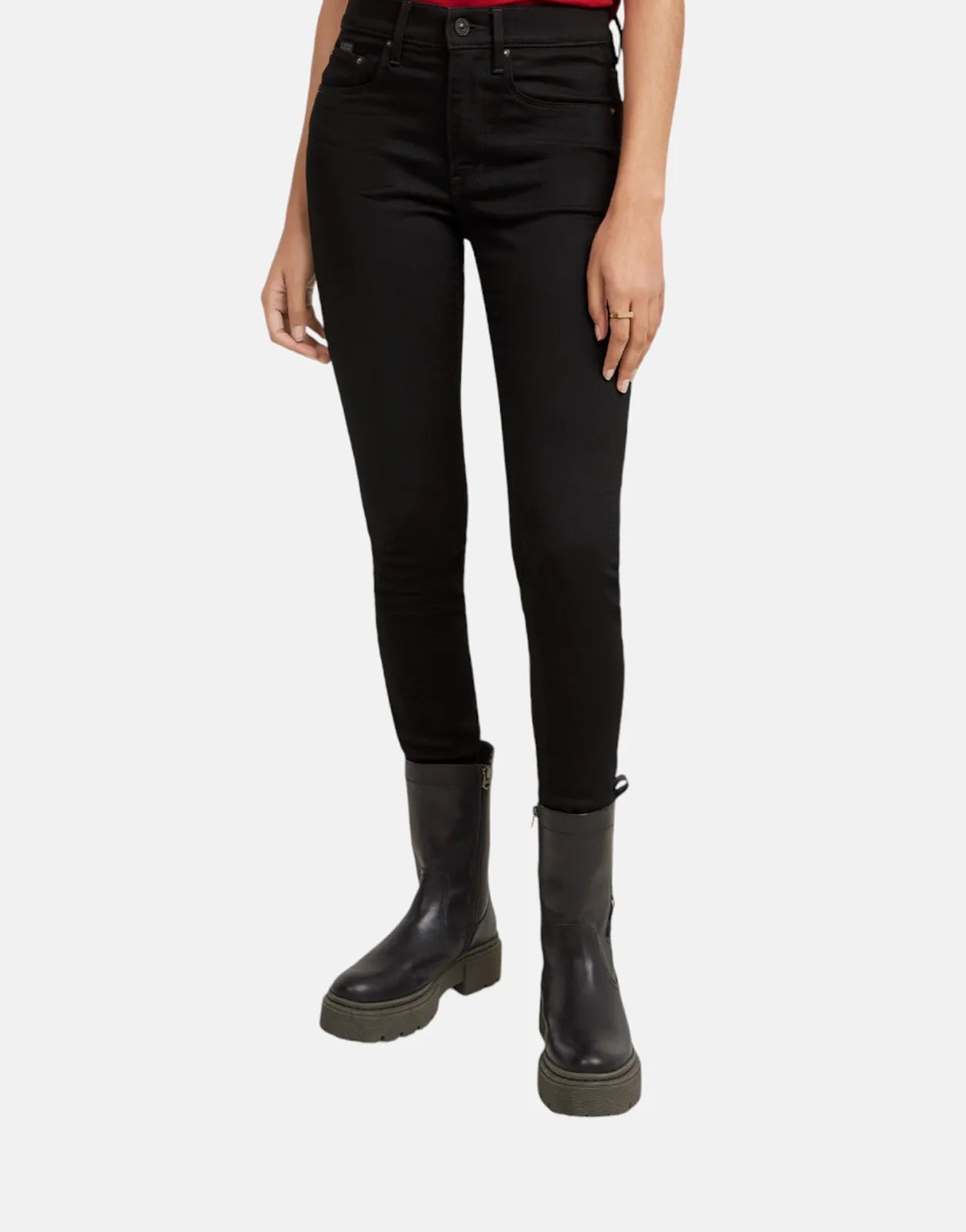 G-Star RAW 3301 Ladies Pitch Black Skinny Jeans Casual Distressed Skinny Jeans