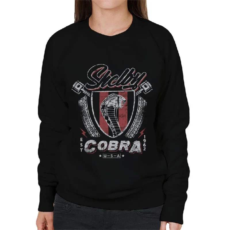 Shelby Cobra Est 1962 In The USA Women's Sweatshirt Hoodie with Hem Contrast Bold Stylish Shelby Cobra Est 1962 In The USA Women's Sweatshirt Hoodie with Hem Contrast Bold Stylish