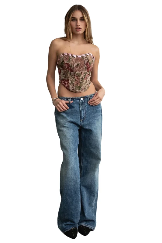 TIC TOC - "Ayva" - Washed Denim Low Rise Jeans Elegant Skinny Leg Jeans