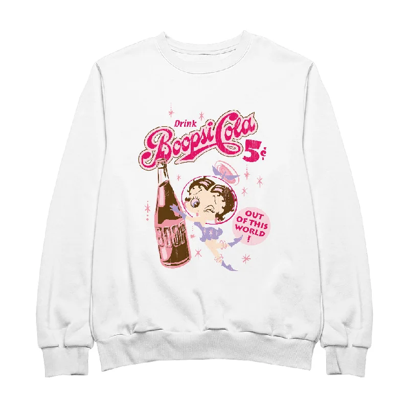 Betty Boop Drink Boopsi Cola Women's Sweatshirt Hoodie with Puffed Sleeves Voluminous Trendy Betty Boop Drink Boopsi Cola Women's Sweatshirt Hoodie with Puffed Sleeves Voluminous Trendy