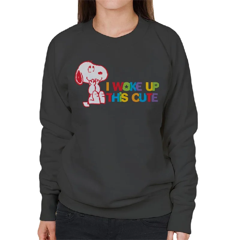 Peanuts I Woke Up This Cute Snoopy Women's Sweatshirt Hoodie with Neon Bright Vibrant Peanuts I Woke Up This Cute Snoopy Women's Sweatshirt Hoodie with Neon Bright Vibrant