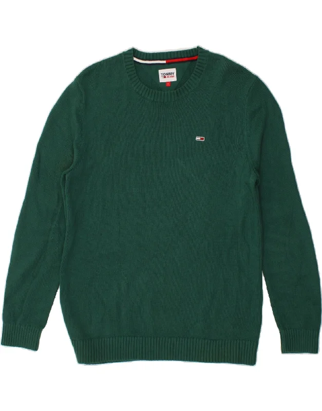 TOMMY HILFIGER Mens Boat Neck Jumper Sweater Large Green Cotton Mesh Fabric Canvas Fabric Denim Fabric TOMMY HILFIGER Mens Boat Neck Jumper Sweater Large Green Cotton Mesh Fabric Canvas Fabric Denim Fabric