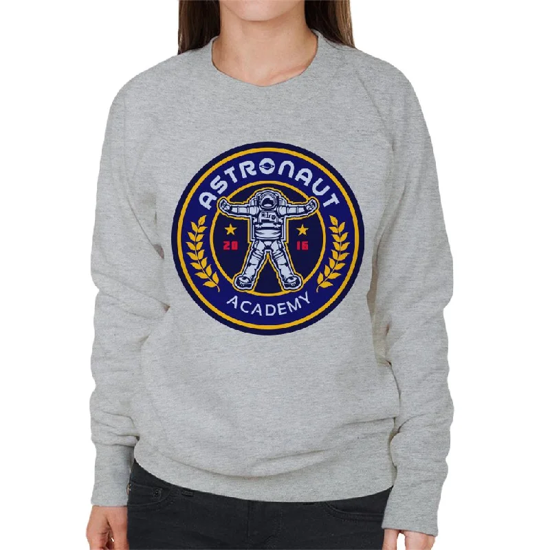 NASA Astronaut Academy Logo Women's Sweatshirt Hoodie with Hem Frayed Vintage Worn