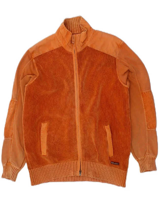 MARLBORO CLASSICS Mens Cardigan Sweater Medium Orange Cotton Boxy Sweater Fitted Sweater A-Line MARLBORO CLASSICS Mens Cardigan Sweater Medium Orange Cotton Boxy Sweater Fitted Sweater A-Line