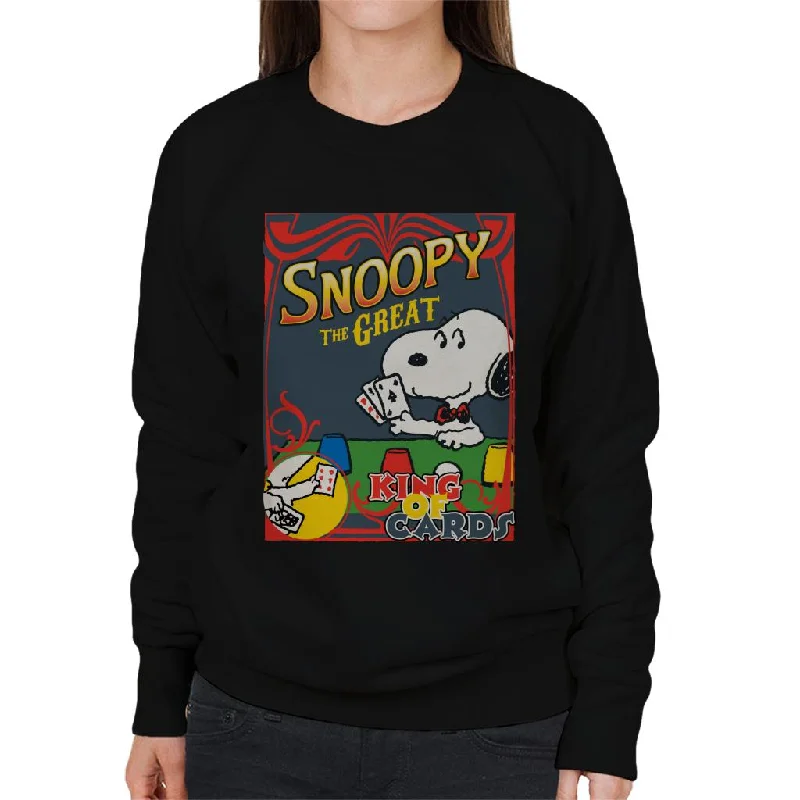 Peanuts Snoopy The Great King Of Cards Women's Sweatshirt Hoodie with Magnetic Closure Innovative Modern Peanuts Snoopy The Great King Of Cards Women's Sweatshirt Hoodie with Magnetic Closure Innovative Modern