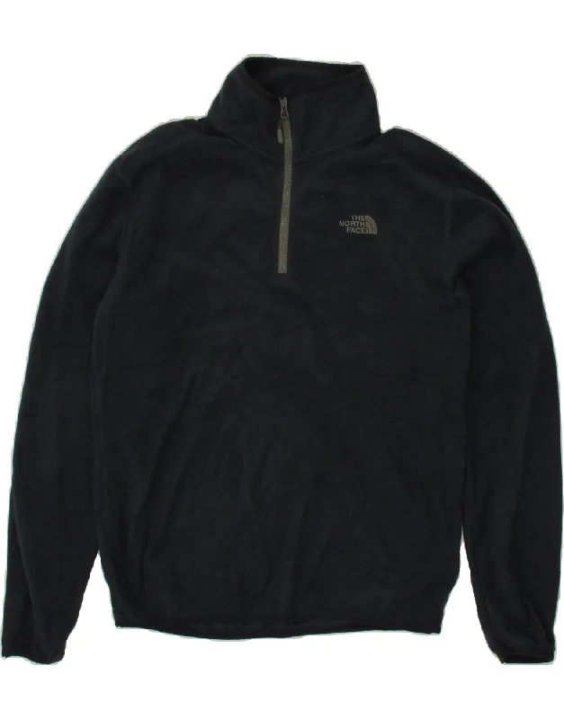 THE NORTH FACE Mens Zip Neck Fleece Jumper Small Navy Blue Polyester Plaid Sweater Polka Dot Checkered THE NORTH FACE Mens Zip Neck Fleece Jumper Small Navy Blue Polyester Plaid Sweater Polka Dot Checkered