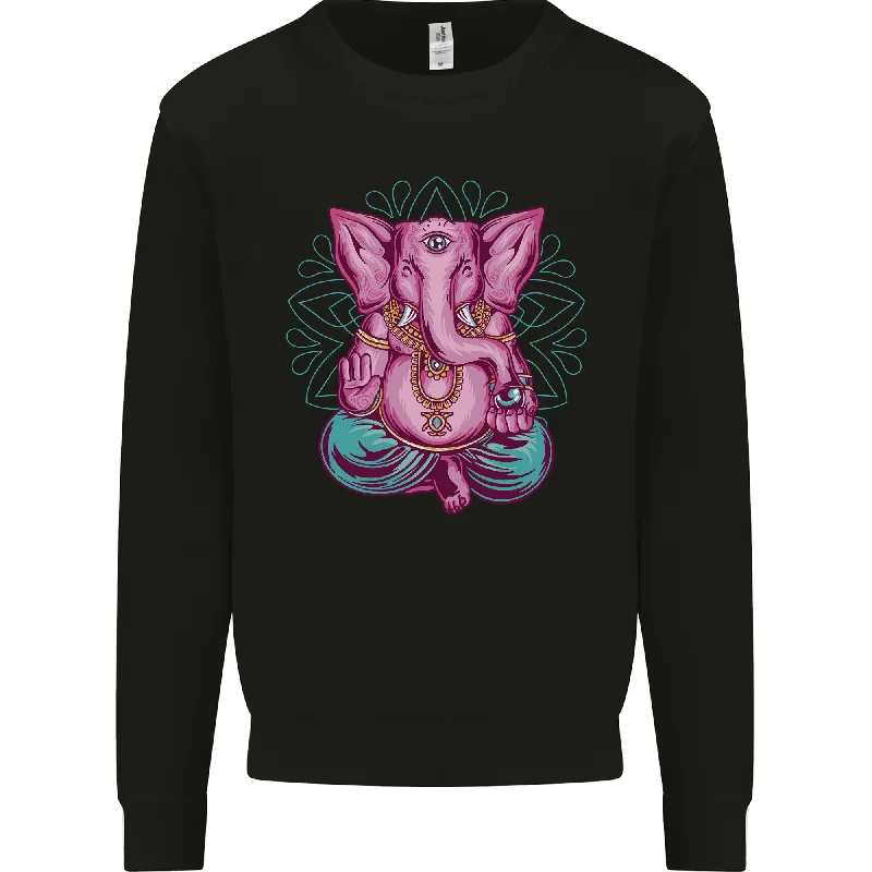 A Meditating Elephant Yoga Spiritual Mens Sweatshirt Jumper Hoodie with Batwing Sleeves Loose Dramatic A Meditating Elephant Yoga Spiritual Mens Sweatshirt Jumper Hoodie with Batwing Sleeves Loose Dramatic