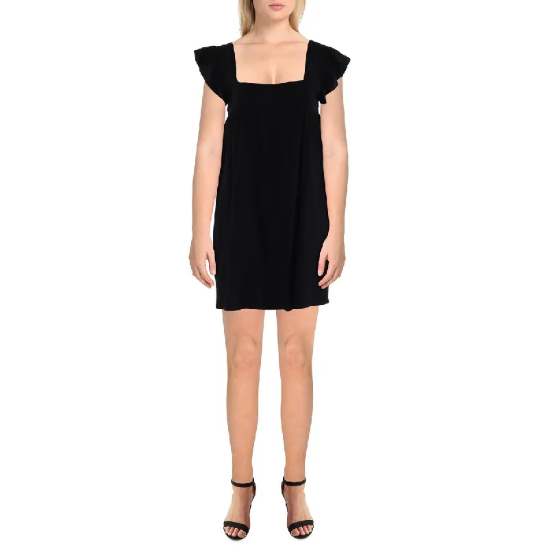 Womens Ruffled Gathered Mini Dress Chic Mini Dress with V-Neck