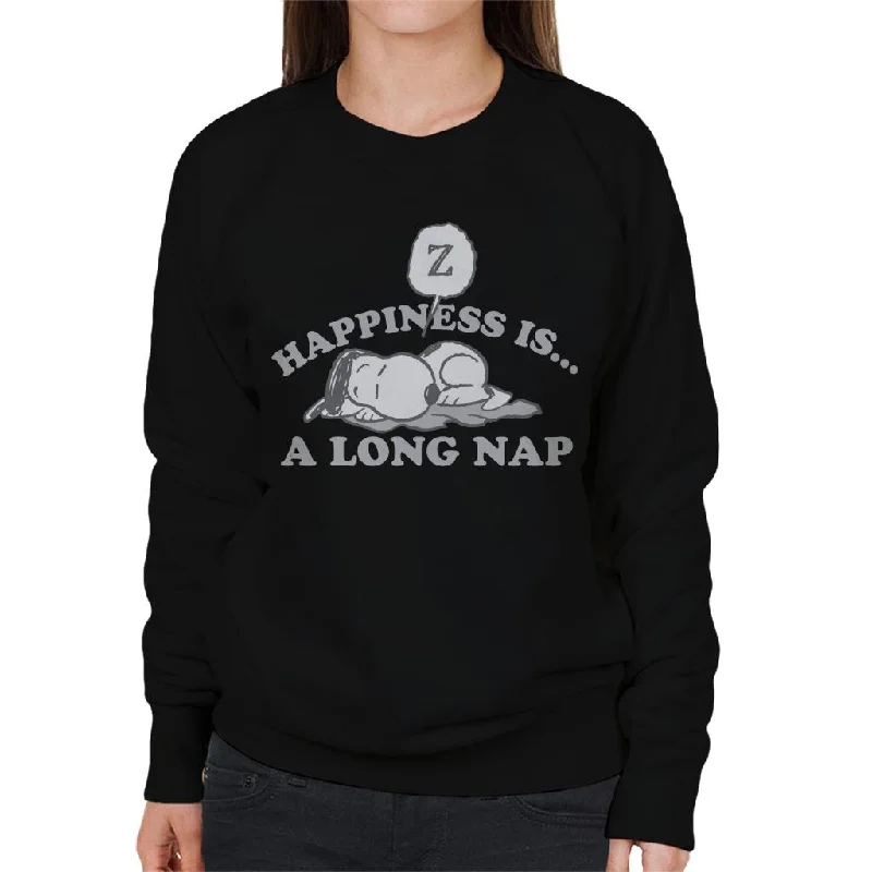 Peanuts Happiness Is A Long Nap Snoopy Women's Sweatshirt Hoodie with Slim Fit Tailored Modern Peanuts Happiness Is A Long Nap Snoopy Women's Sweatshirt Hoodie with Slim Fit Tailored Modern